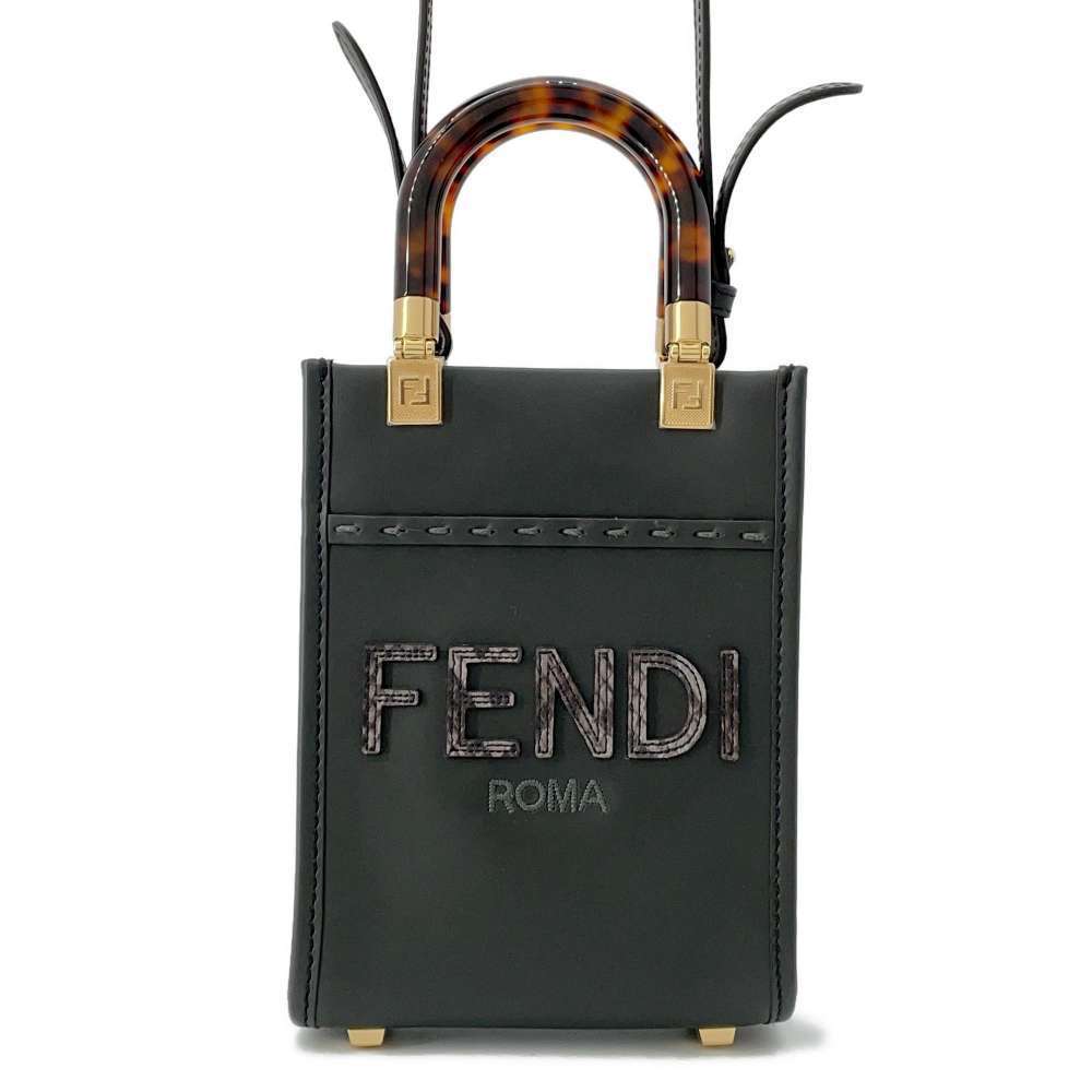 Fendi Sunshine Shopper Small Leather Python Handb… - image 1